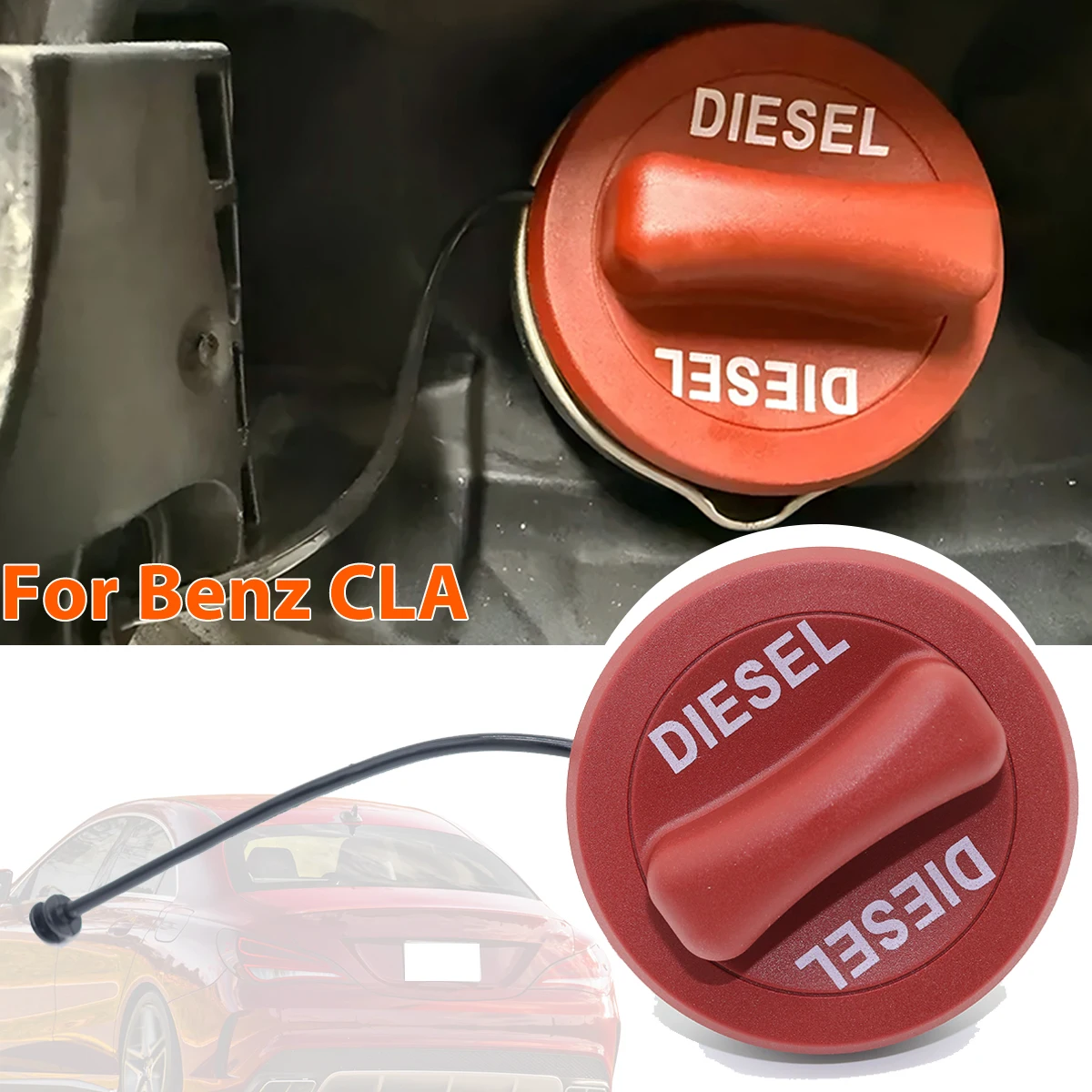 

1pc A2224700105 A2224700305 Automotive Diesel Fuel Tank Filler Cap Cover Red For Mercedes-Benz CLA C117 2013-2019 X117 2015-2019