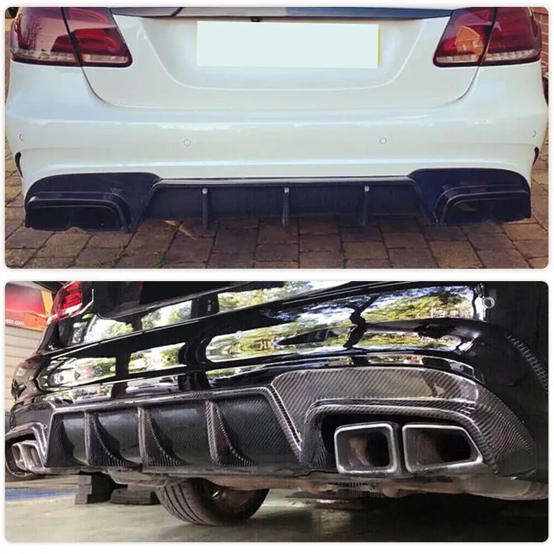 Carbon Fiber Rear Bumper Diffuser Lip for Mercedes-Benz E Class W212 E260 E300 E400 E63 AMG Sedan 2013-2015 Car Rear Diffuser