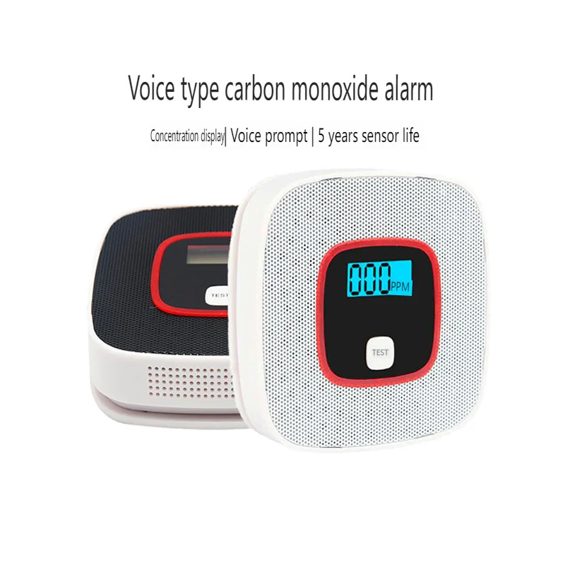 

Wall Mount Independent Carbon Monoxide Detector Household CO Gas Leakage Prevention Numerical Display Voice Alarm Detector