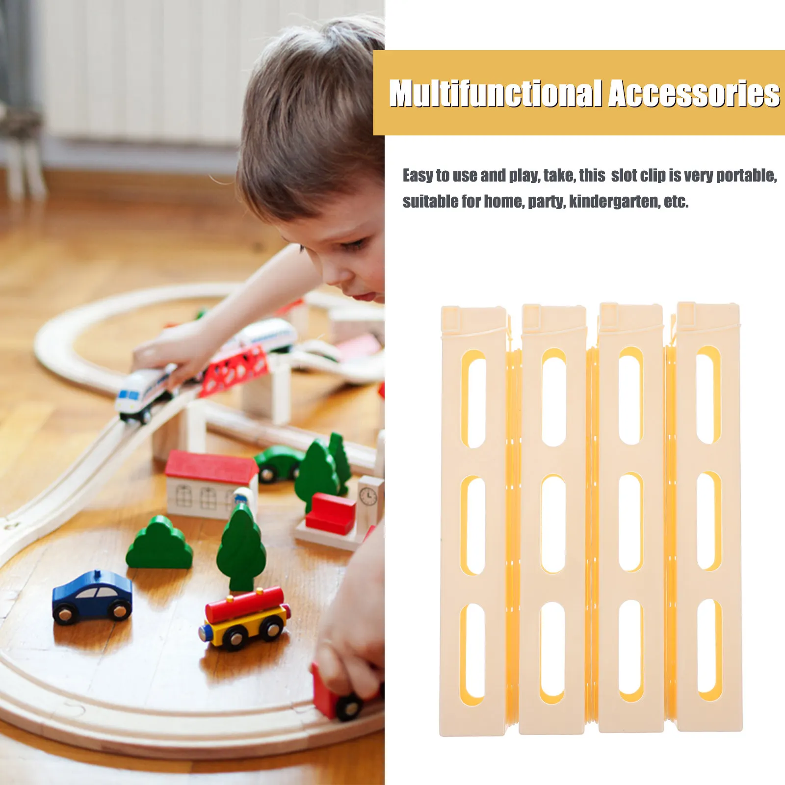 

4Pcs Domino Train Clip Set Plastic Domino Slot Clips for Kids Educational Play Hand Eye Coordination Development Party