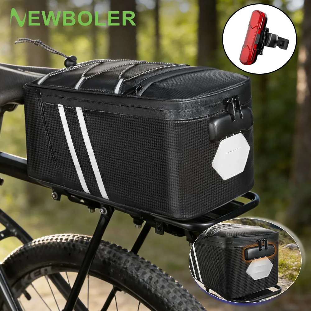 Password Lock Bicycle Rear Seat Bag MTB Bike Rack Bag Trunk Pannier Large Capacity Cycling Waterproof Travel Bag ﻿
