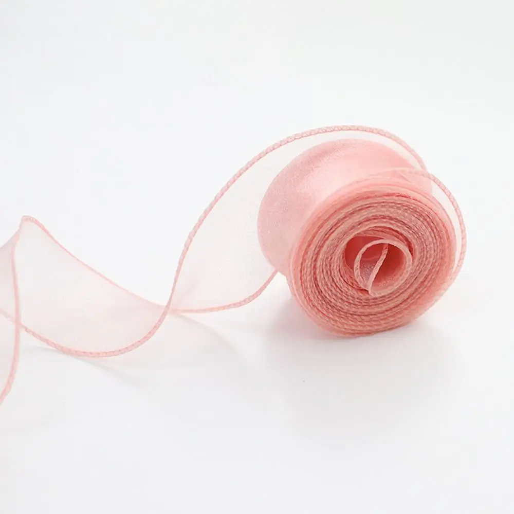 40mm 10 yards Roll of Satin Ribbon Mesh Fabric Lace Organza Ribbon Decorating Weddings Flower Bouquet Wrapping Korean Ribbons