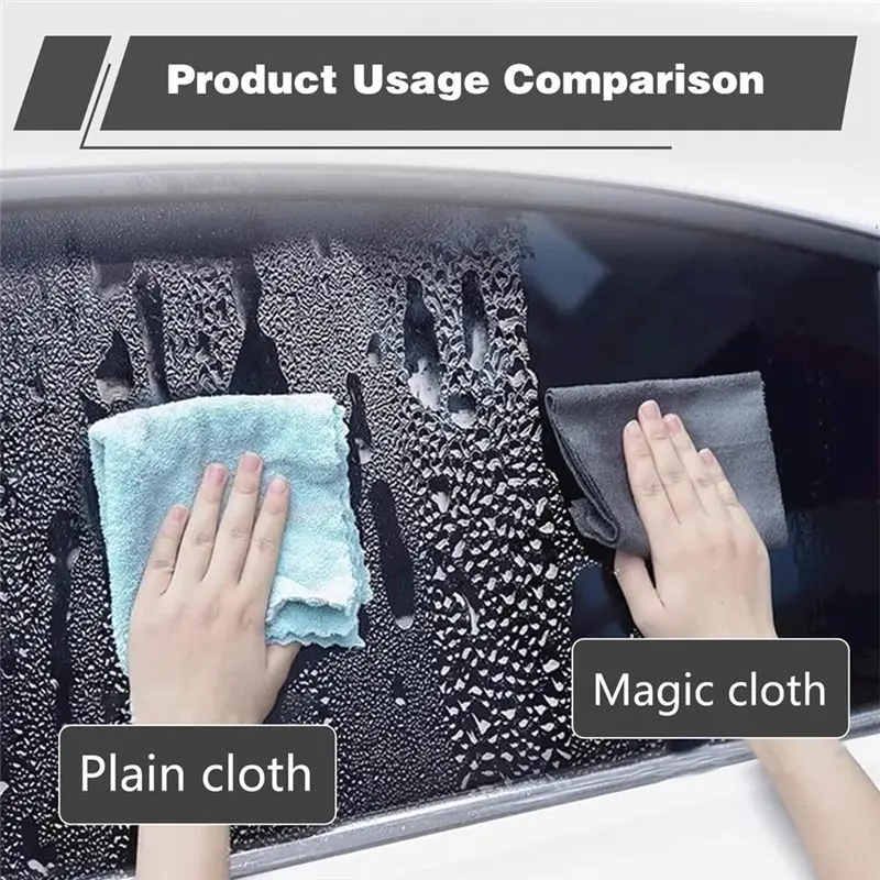 A22F-10PCS Thickened Magic Cleaning Cloths For Glass,Microfiber Cleaning Cloth, Microfiber Rag For Window, Cars 20X25cm Black