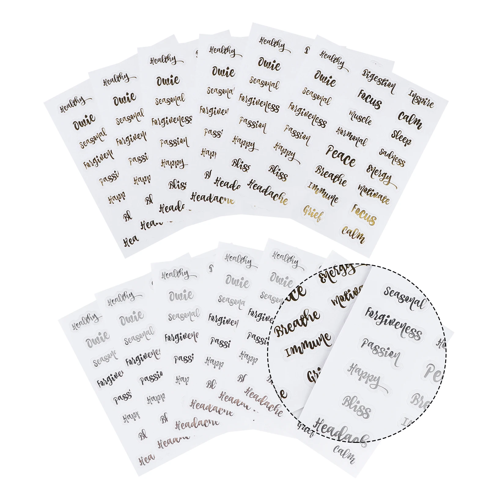 

18 Sheets PVC Self Adhesive Stickers Essential Oil Labels Waterproof Jars Bottles Decor Aromatherapy Perfume Tag Folder