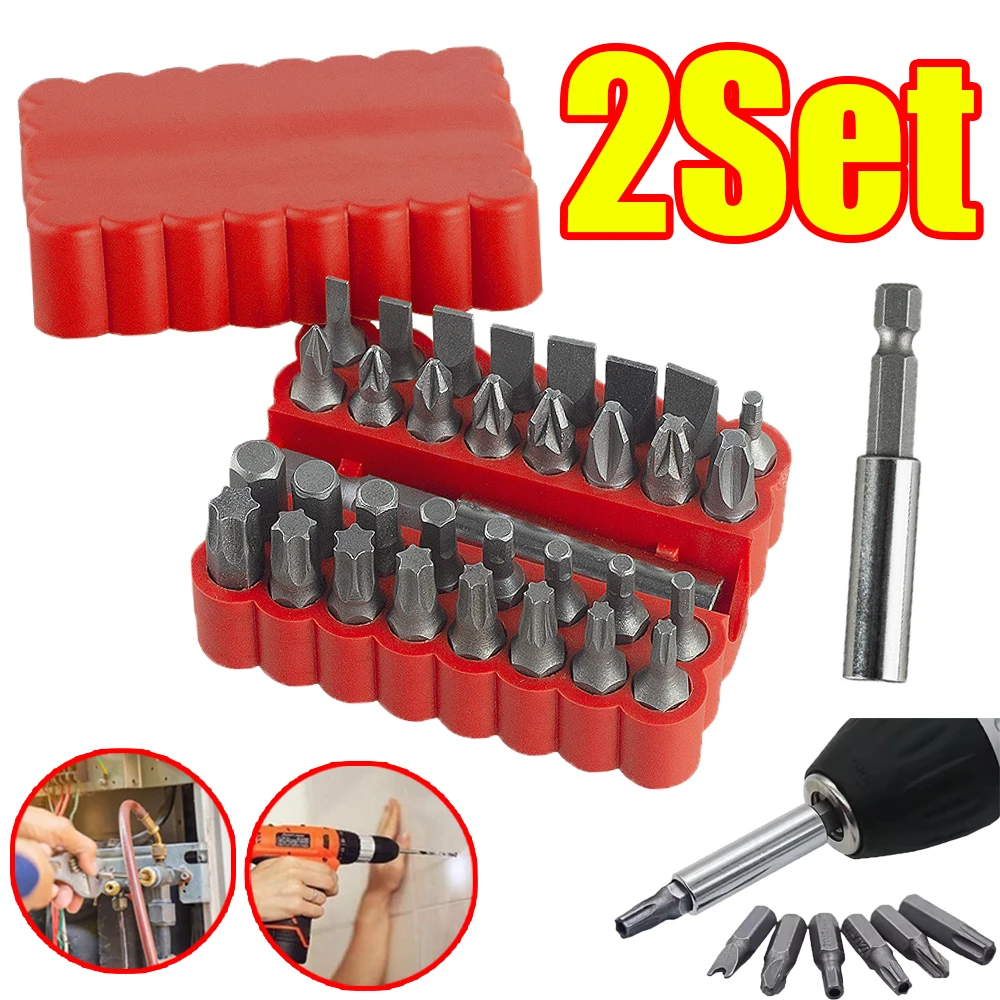 

1-2 компл., 33 шт., набор магнитных твердых отверток, шестиугольный звездный гаечный ключ, электрический держатель, биты, необходимые ручные инструменты для дома