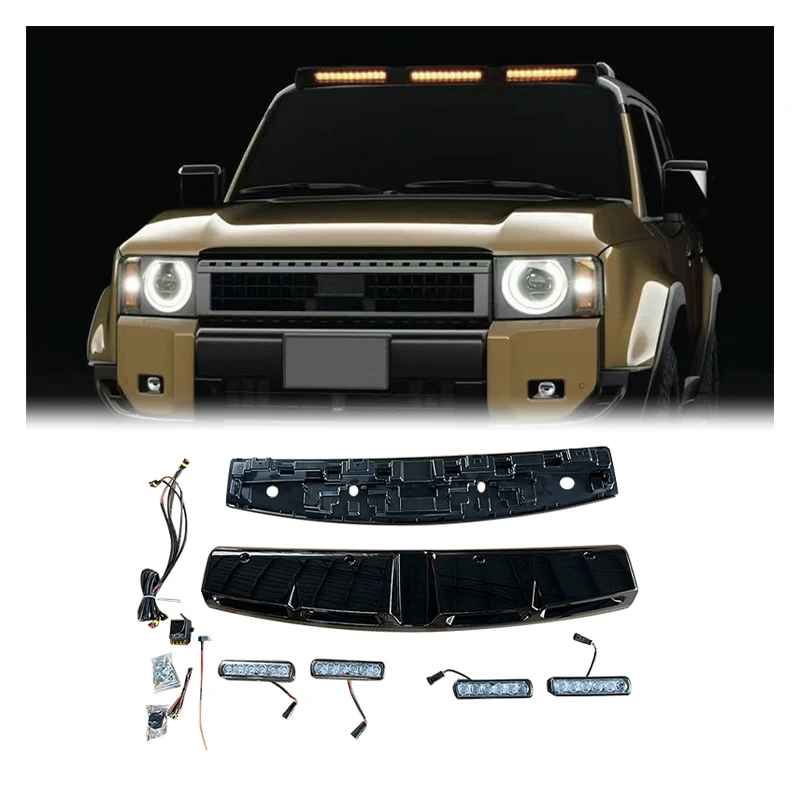 

Maictop 4-объектив, глянцевый черный верхний светильник, багажник, внедорожный светильник для приключений для LC250 2024 4, подсветка на крыше