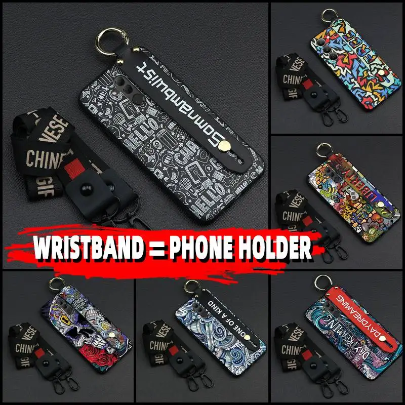 

Phone Holder protective Phone Case For Realme V60 Pro Wristband Lanyard Soft case Back Cover ring Dirt-resistant