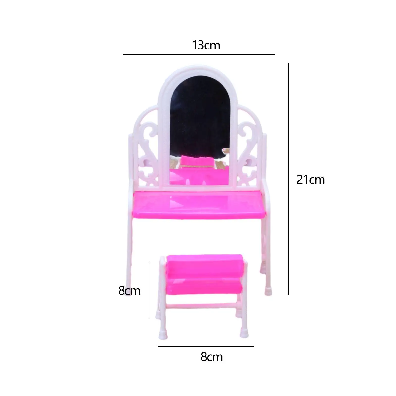 Mini House Accessories with Stool Dollhouse Makeup Vanity for Doll Ornaments