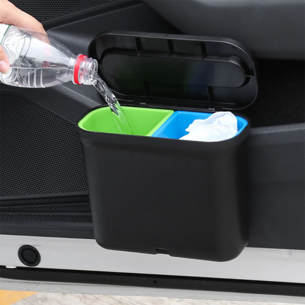 Portable Car Trash Can Hanging Mini Vehicle Garbage Organization With Lid Multifunctional Folding Automotive Garbage Storage Box