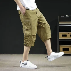 Pantalones cortos tipo Cargo para hombre, Capri informal de algodón, cómodo y transpirable, con múltiples bolsillos, estilo táctico, talla 5XL, verano 2024