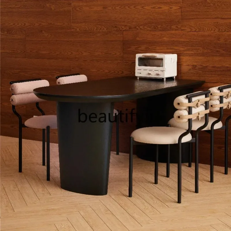 Picture 5: 2003 Modern Minimalist Rock Plate Peninsula Island Table Dining Table Small Apartment Light Luxury Home Wall-mounted Workbench