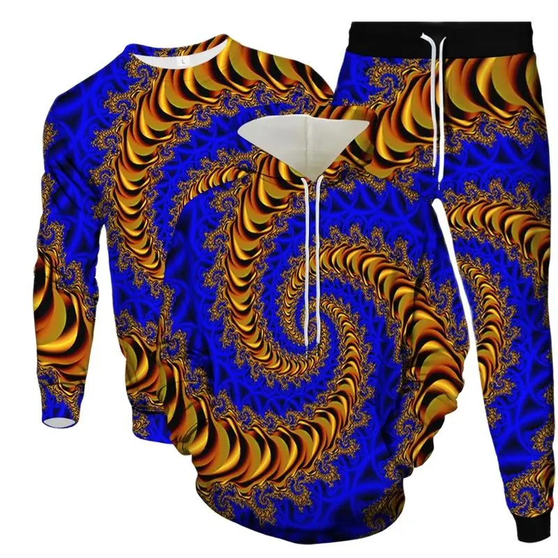 Colorful Vortex Flower Pattern 3D Print Pullover Sweatshirts Pants Hoodies 3Pcs Sets Women Sportswear Suit Fashion Men's Clothes