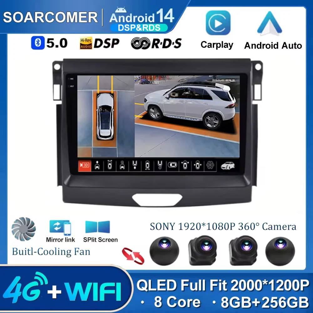 

Android 13 Car Stereo Multimedia Player For Ford Ranger 2015 2016 2017 2018 2019 2020 GPS Screen Reversing Camera Navigation DVD