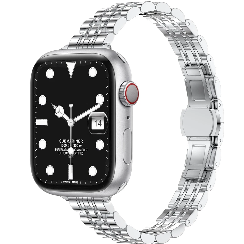 Pulseira fina de aço inoxidável para apple watch, pulseira ultra 49mm 45mm 44mm 42mm 41mm 40mm 46mm para iwatch série 10/9/8/7/6/5/4/3/2/se