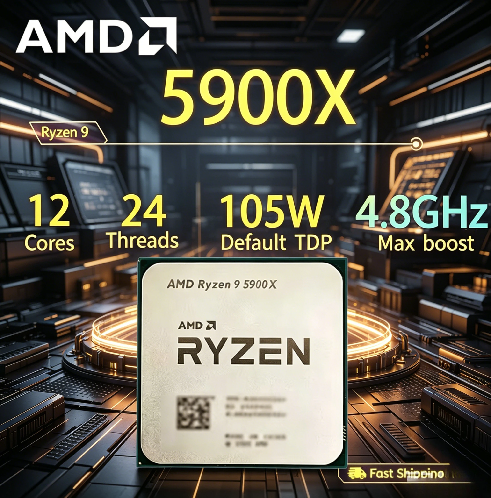 

AMD Socket AM4 Ryzen 9 5900X R9 5900X 3.7GHz--4.8GHz 12-Core 24-Thread CPU Processor 7NM L2=6MB L3=64M