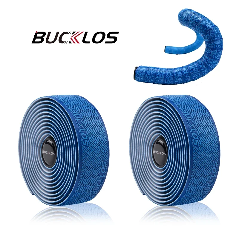 BUCKLOS Racefiets Stuurlinten PU Shock Fietsstuurlint W/Bar End Pluggen Antislip Anti-vibratie Wrap Riemen Bartape