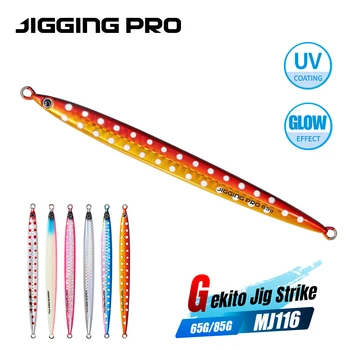 Jigging Pro Gekito Jig Strike 45g 65g 85g lange Casting Jigs Metall Jig Angel köder Küsten boot Angeln Meerwasser Fisch köder