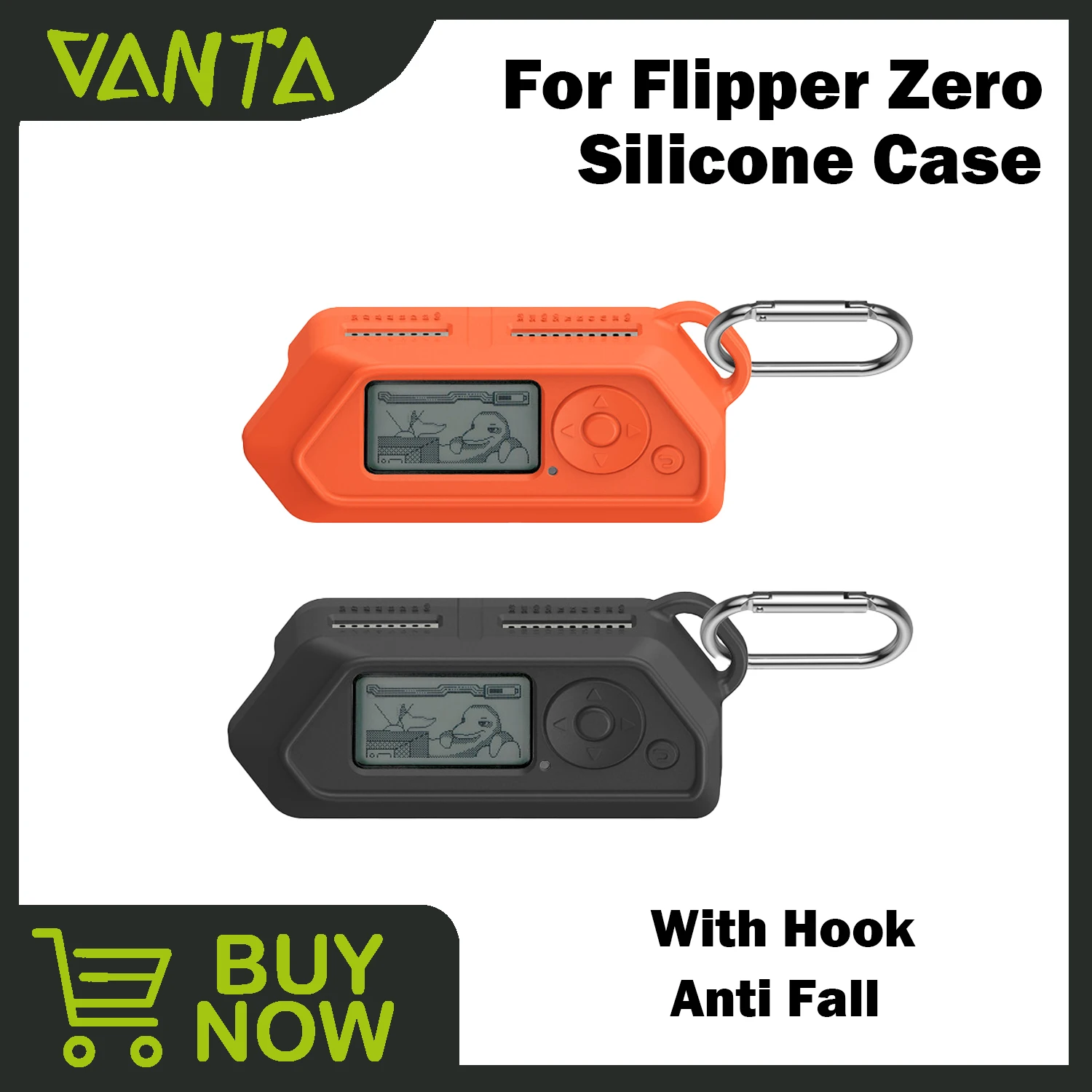 

For Flipper Zero Silicone Soft Protector Case With Hook Anti Fall Dustproof Electronic Pet Dolphin Case