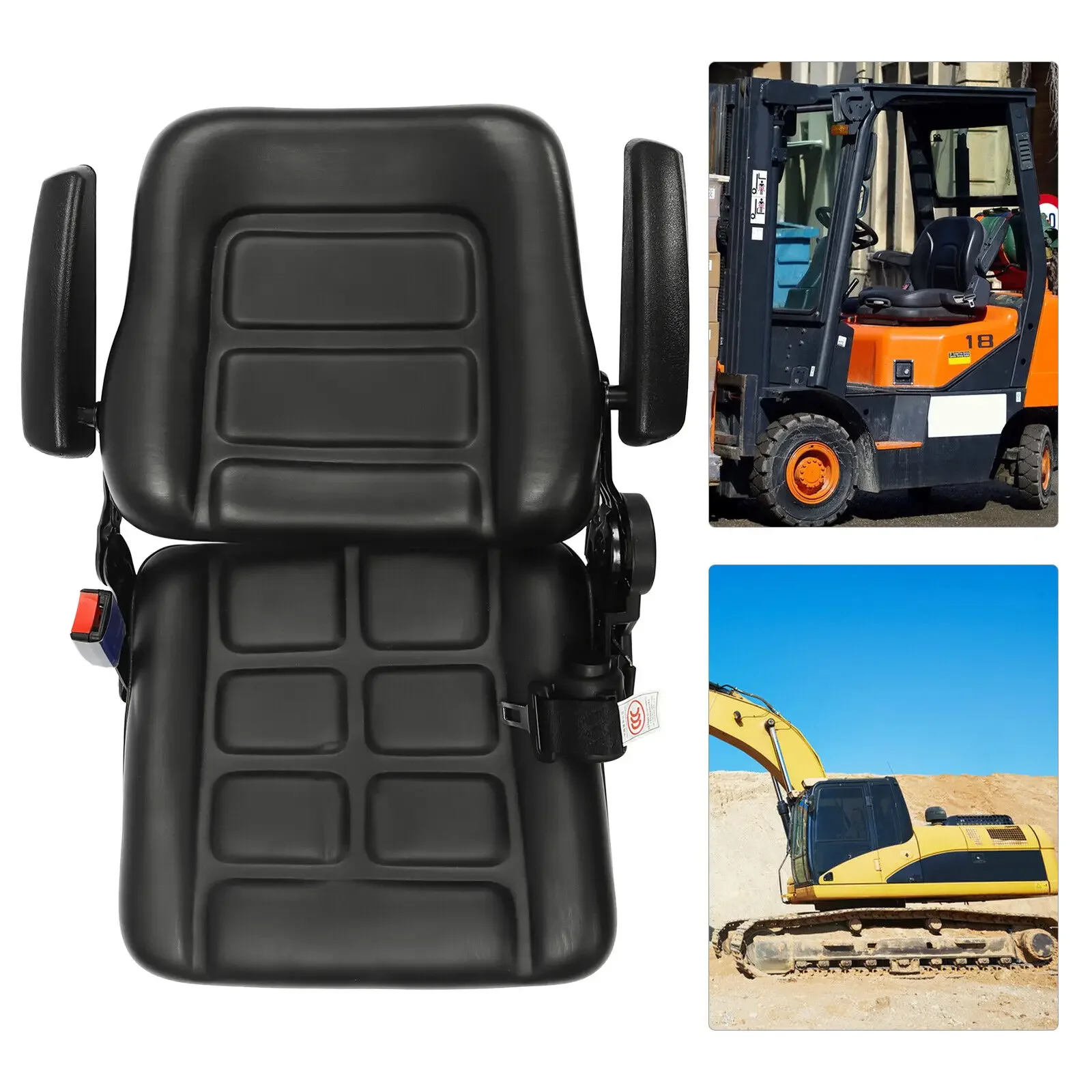 Ergonomic Tractor Seat - Auto-Locking Seatbelt System + Supportive Armrests + Force Optimization