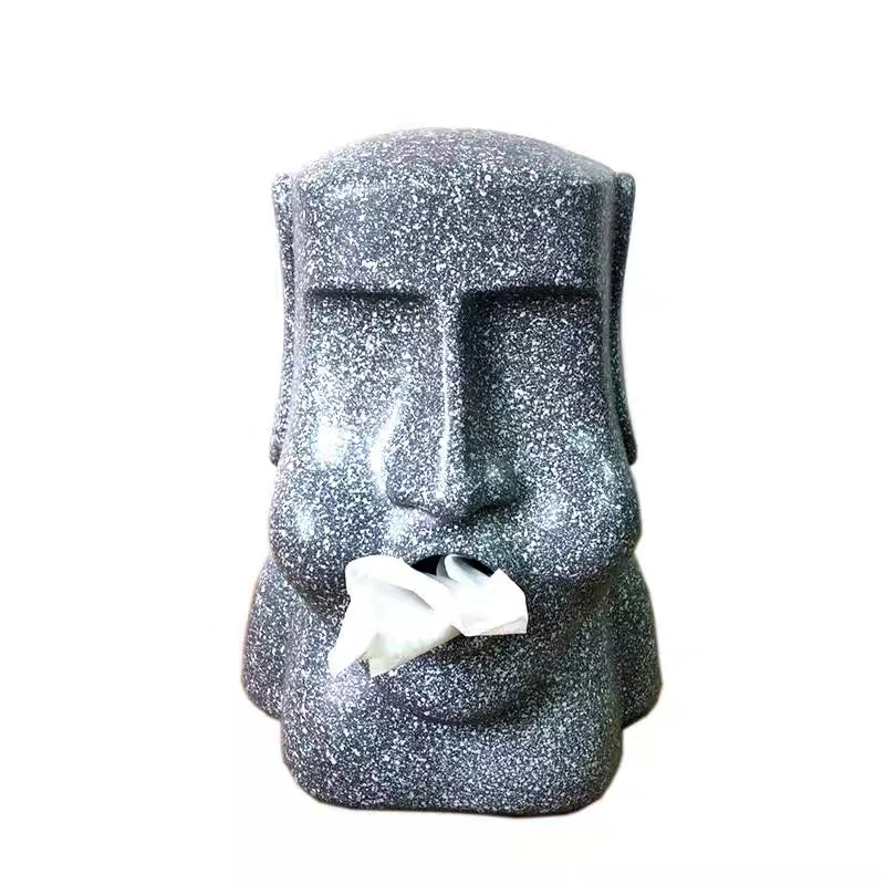 

Resin Easter Island Stone Tissue Box Household Paper Towel Pumping Creatives Stone Portrait for Easter Day Decoration Barware