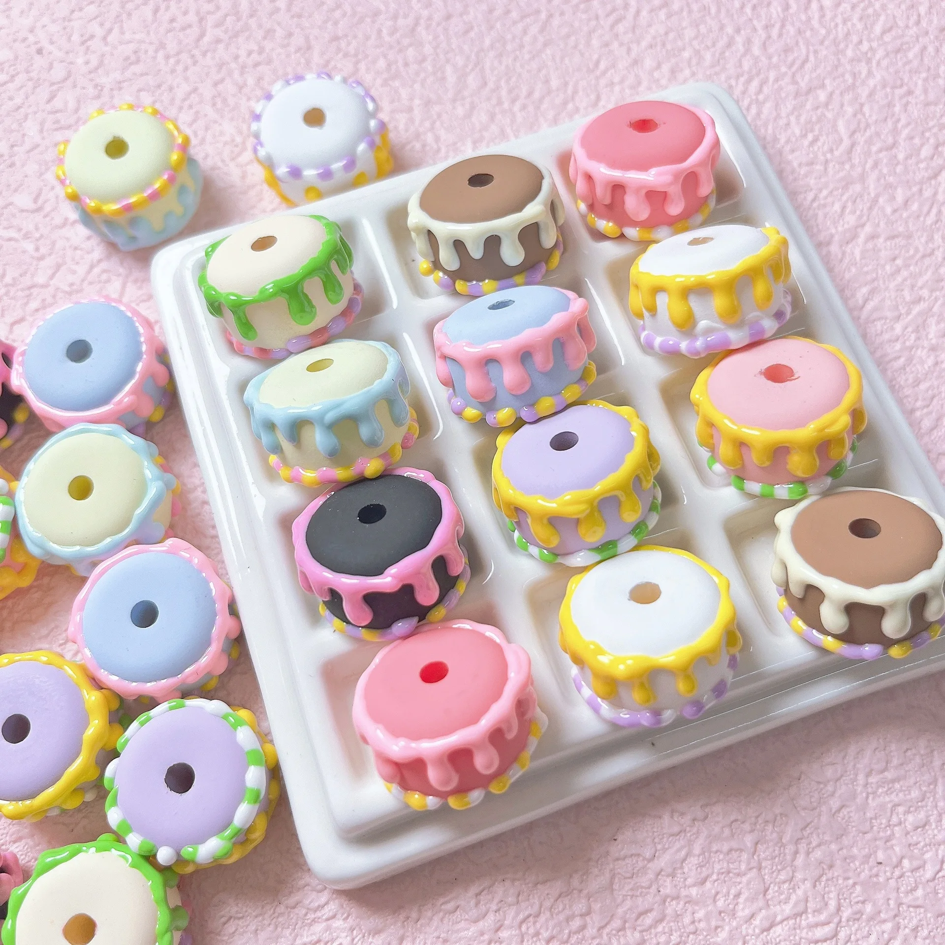 CH11 5pcs 20mm New Hand-painted Texture Beads DIY Charm Colorful Round Bead Handmade Beaded Mobile Phone Chain Decoration