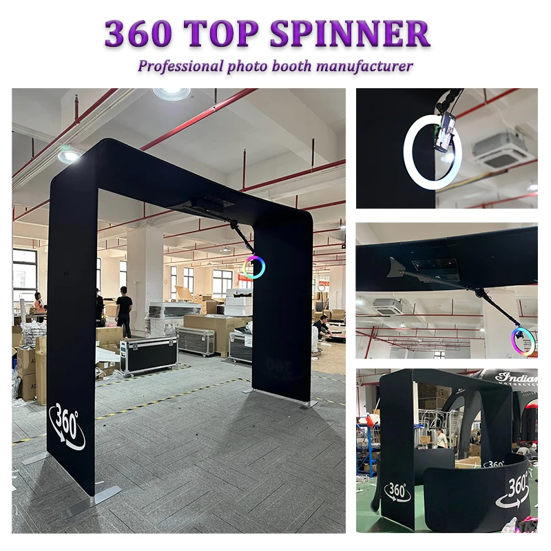 10FT 360 Top Spinner With Arch Shelf Remote Automatic  Video booth Portable Overhead 360 Photo Booth For Event Rental Business