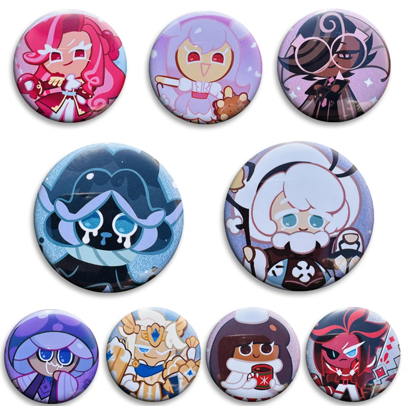 

50/58mm Anime Game Cookie Run Kingdom Figure Brooch Handmade Enamel Pins Cosplay Badge for Collar Backpack Hat Decoration Gifts