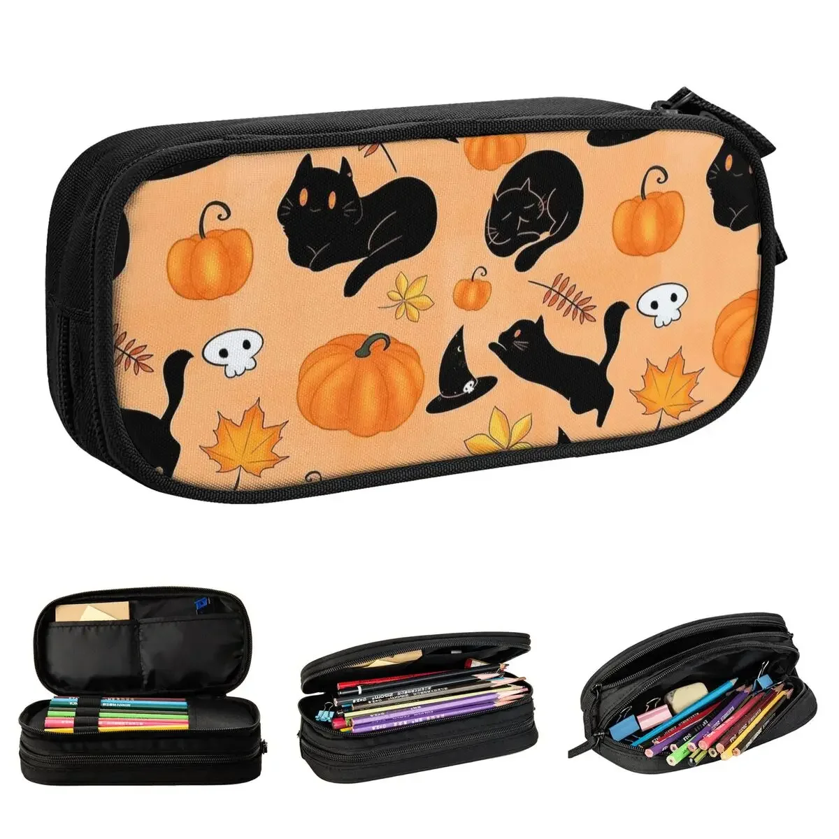 

Fall Halloween Witches Hats Pencil Cases Classic Pumpkin Pen Box Bag Kids Big Capacity School Supplies Pencilcases