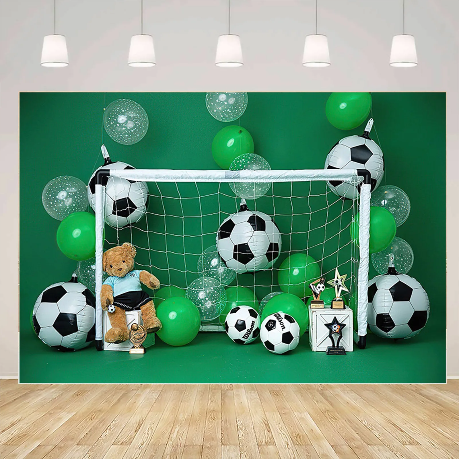 Football Sports Photography Background Soccer Green Balloons Boy Birthday Backdrop Party Decoration Kids Portrait Photo Studio