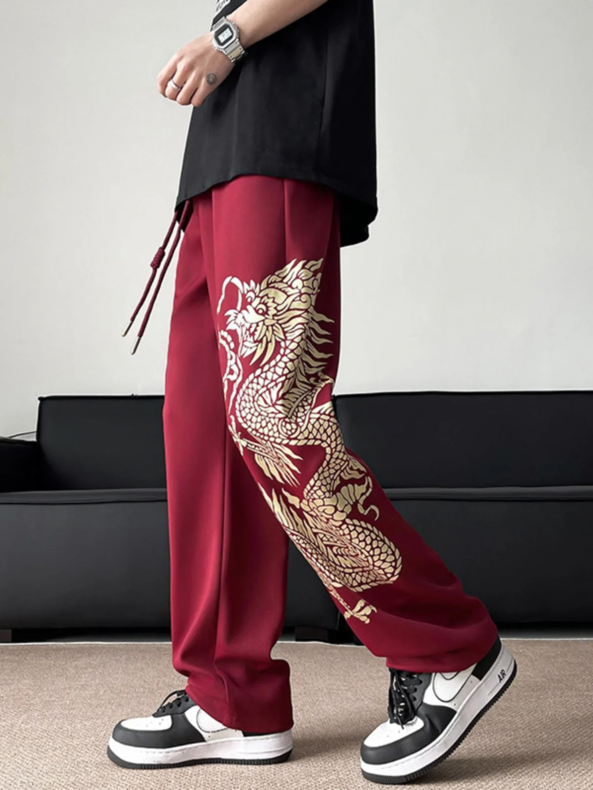 

Мужские повседневные брюки прямого кроя для весны и осени, модные, свободные, дышащие, с широкими штанинами, от трендового бренда