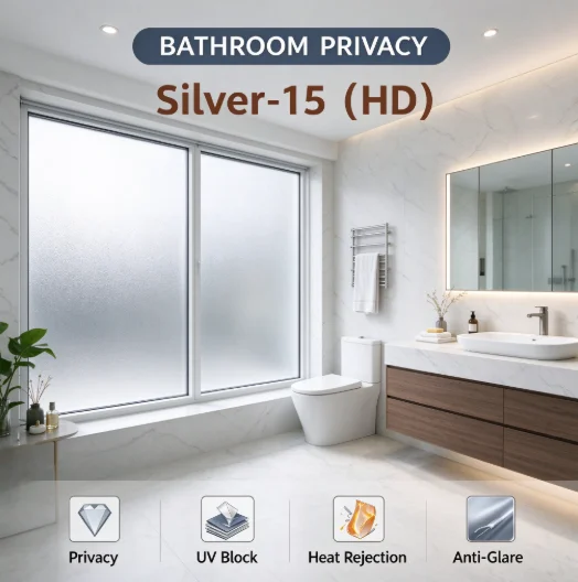 PET Silver 15 HD Privacy Window Film Roll One Way Vision Anti UV Heat Block Easy DIY Apply For Residential Office Auto Glass