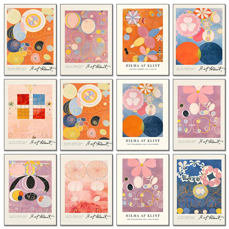 Arte abstracto para pared, minimalista, de mediados de siglo, póster de Hilma Af Klint, los diez mayores cuadros impresos en lienzo para decoración moderna del hogar