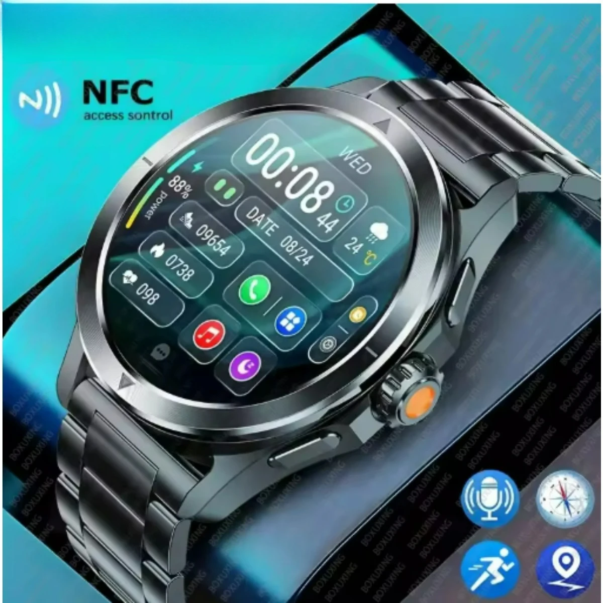 

2027 For S4 Ultra Outdoor Sport Smart Watch Men AMOLED HD Screen NFC Compass Herate art Waterproof Bluetooth Call SmartWatch