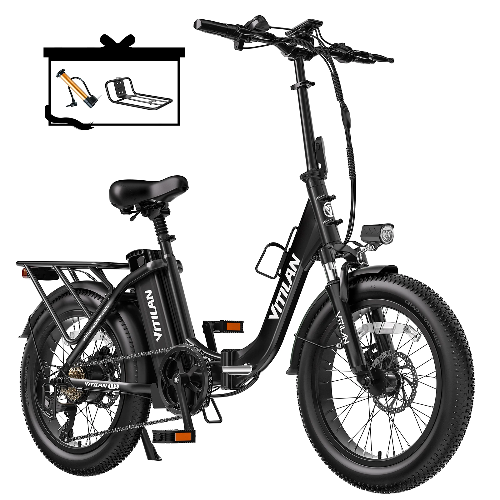 AliExpress Vitilan U3 E-bike for Adults 750W Folding E-Mountain bike 48V13AH Battery 20 inch fat tire off-road electric bike