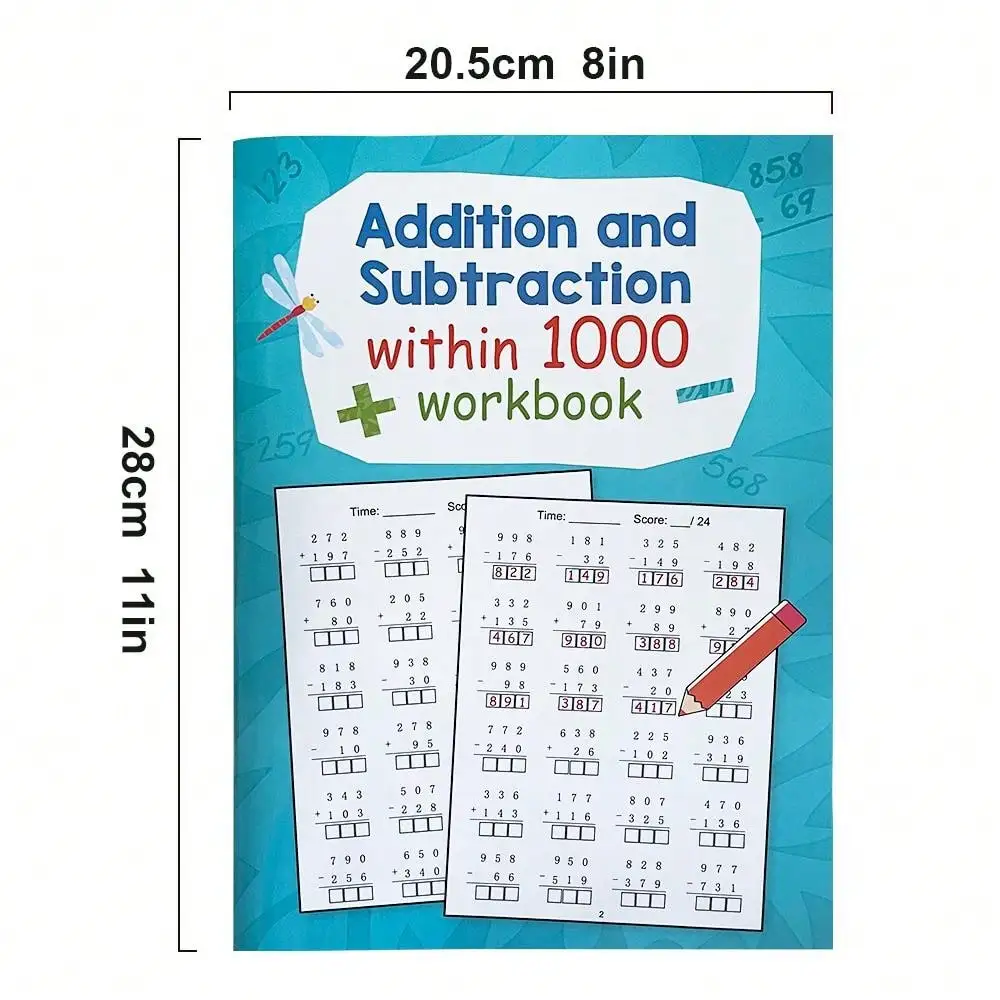Addition and Subtraction Within 1000 Maths Workbook Primary School Training Book Arithmetic Competition Teaching Aids Montessori
