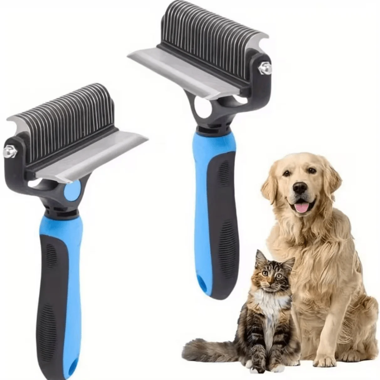 

2-In-1 Shedding Comb Anti-Tangle, Reduces Shedding By 95% 2-In-1 Shedding Comb For Large Dogs And Long-Haired Cats, Pet Grooming Comb, With A Transparent Anti-Tangle Pad And