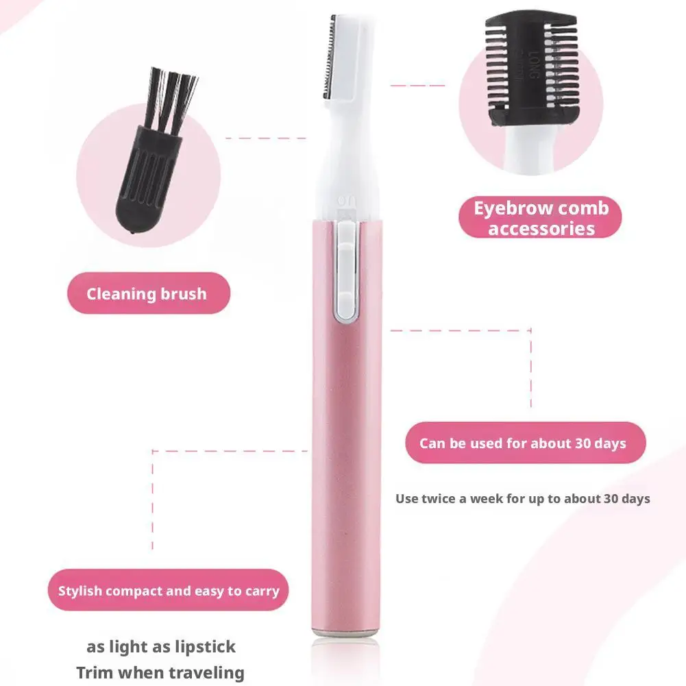 Recortador de vello facial todo en 1 con cuchillas enjuague para mujer, funciona con pilas para cejas, vello facial, nariz, oreja, aseo ligero