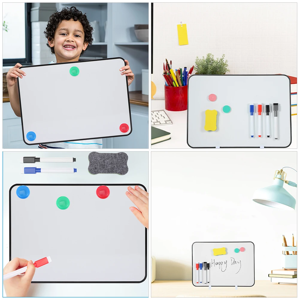 1 set A4 Black Whiteboard Office Kids Writing Drawing Board Dry Erase Portable Desktop Small Marker Included Scratch Resistant