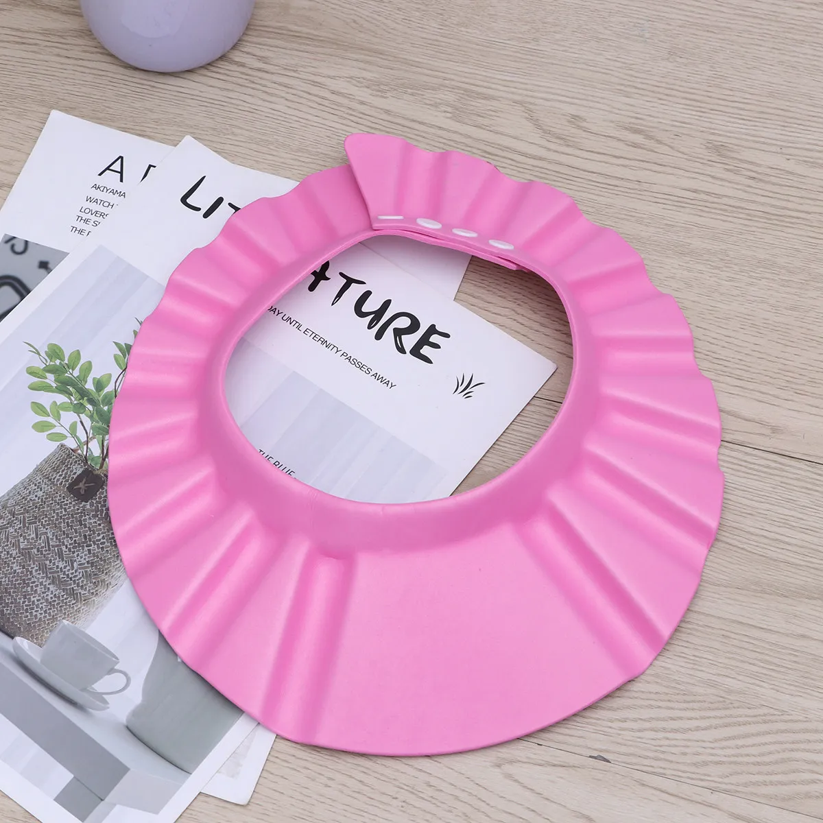 Baby Adjustable Children Shower Cap Pink Soft Elastic Protective Wash Hair Shield Fit 3 Months to 6 Years Baby Shampoo Shield