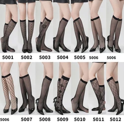 Medias de rejilla ahuecadas para mujer, calcetines transparentes hasta la rodilla, góticos, Lolita, japoneses, de tubo medio, S33
