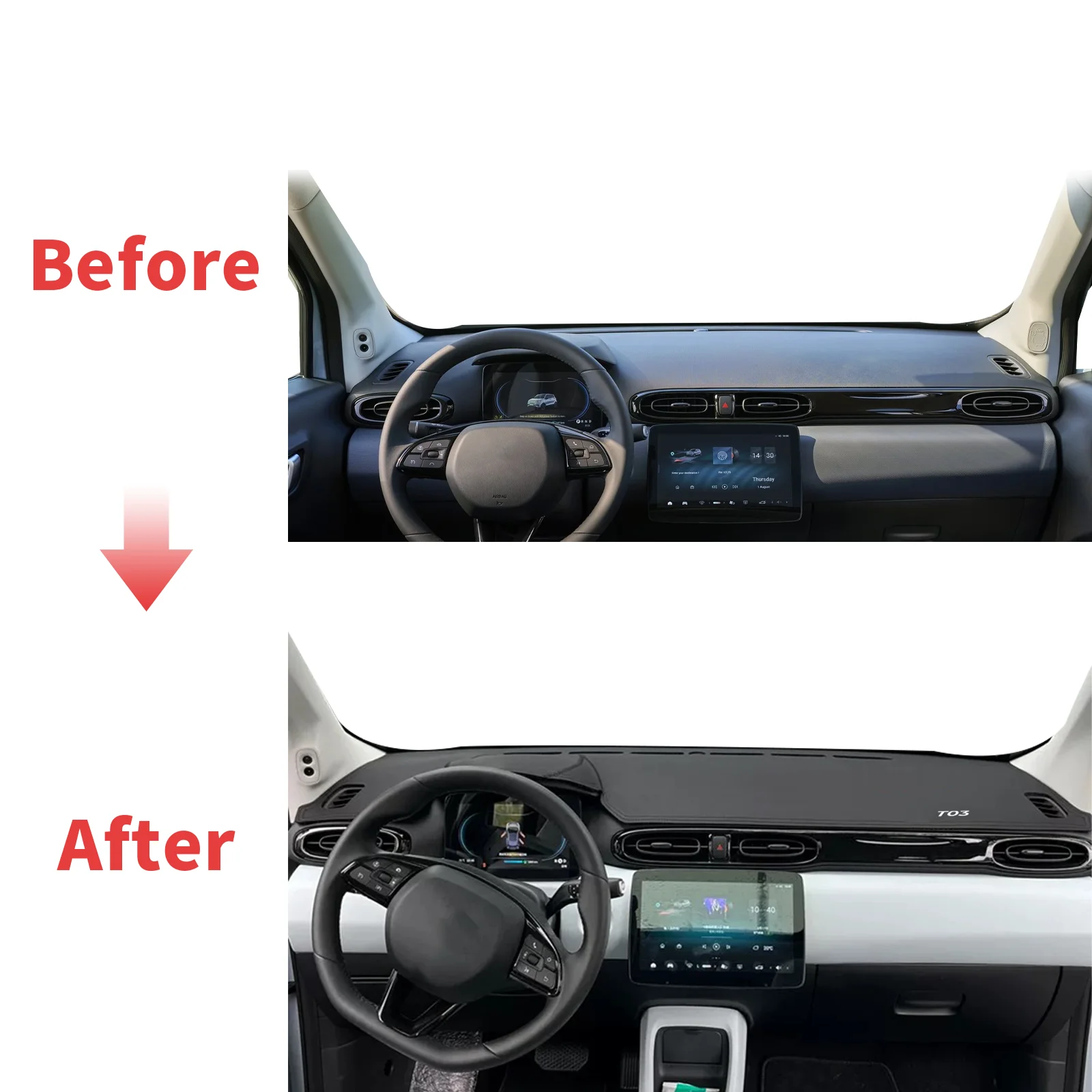 Fit for Leapmotor T03 WHITE RED LOGO Car Dashmat Dashboard Cover Mat Dash Pad Sunshade Protective Carpet Accessories