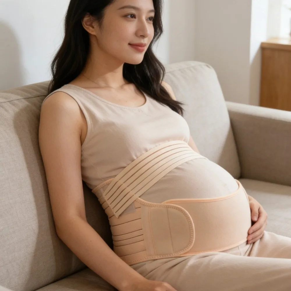 cinta-de-suporte-abdominal-para-gestantes-protetora-e-respiravel-ajustavel-faixa-elastica-pre-natal-para-apoio-na-cintura