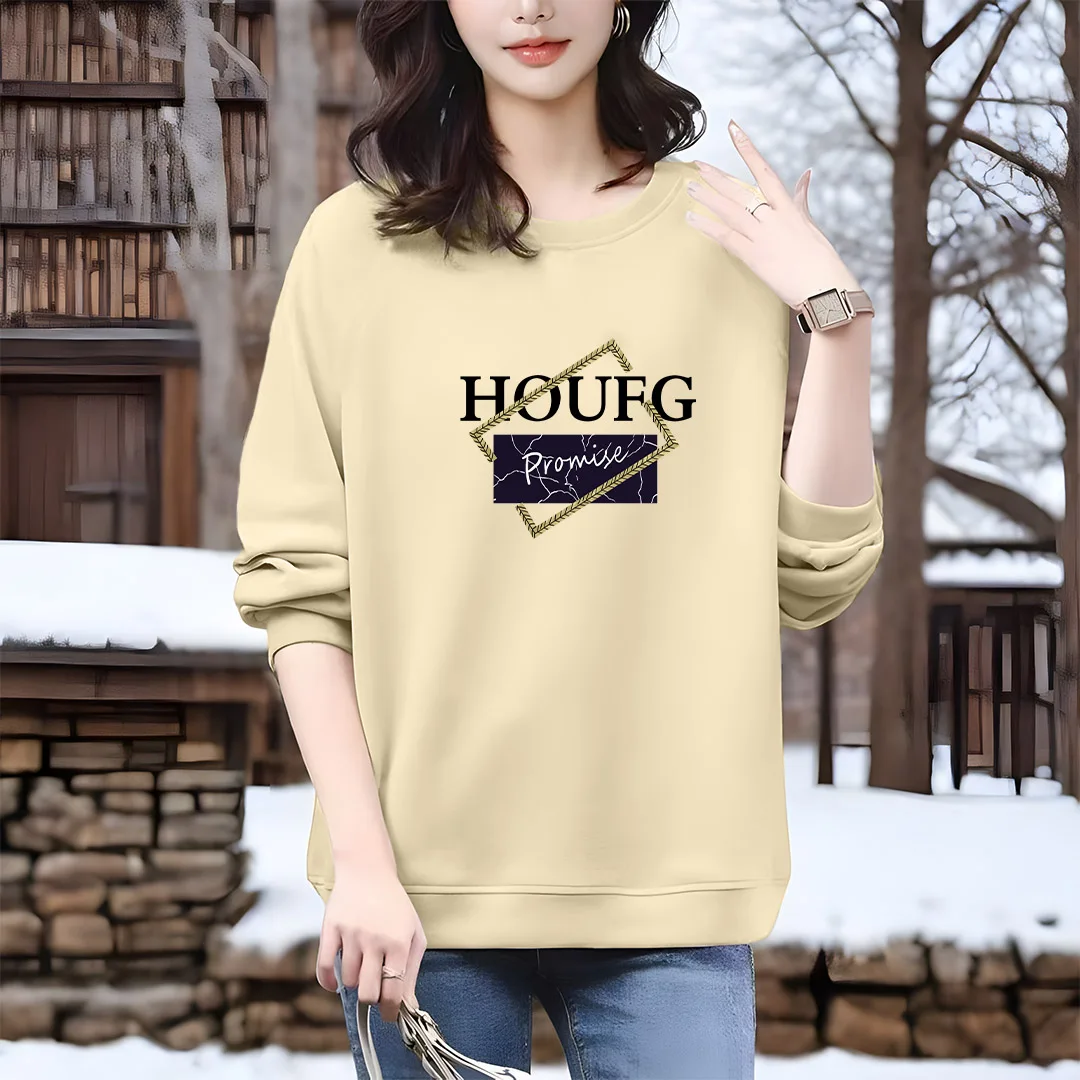 Autumn Winter Fashion Vintage Cotton Sweatshirts Women Long Casual Chic Y2k Printed Loose Hoodies Long Sleeve All-match Pullover