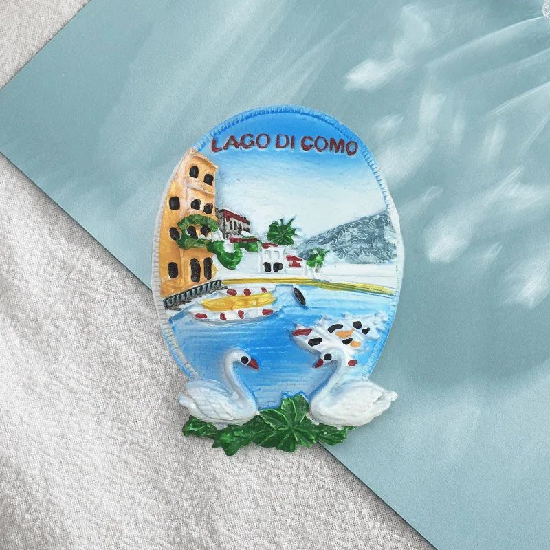 

Italian Lake Como Swan Hand Painted Magnetic Fridge Magnet 3D Travel souvenirs, home collection decorations