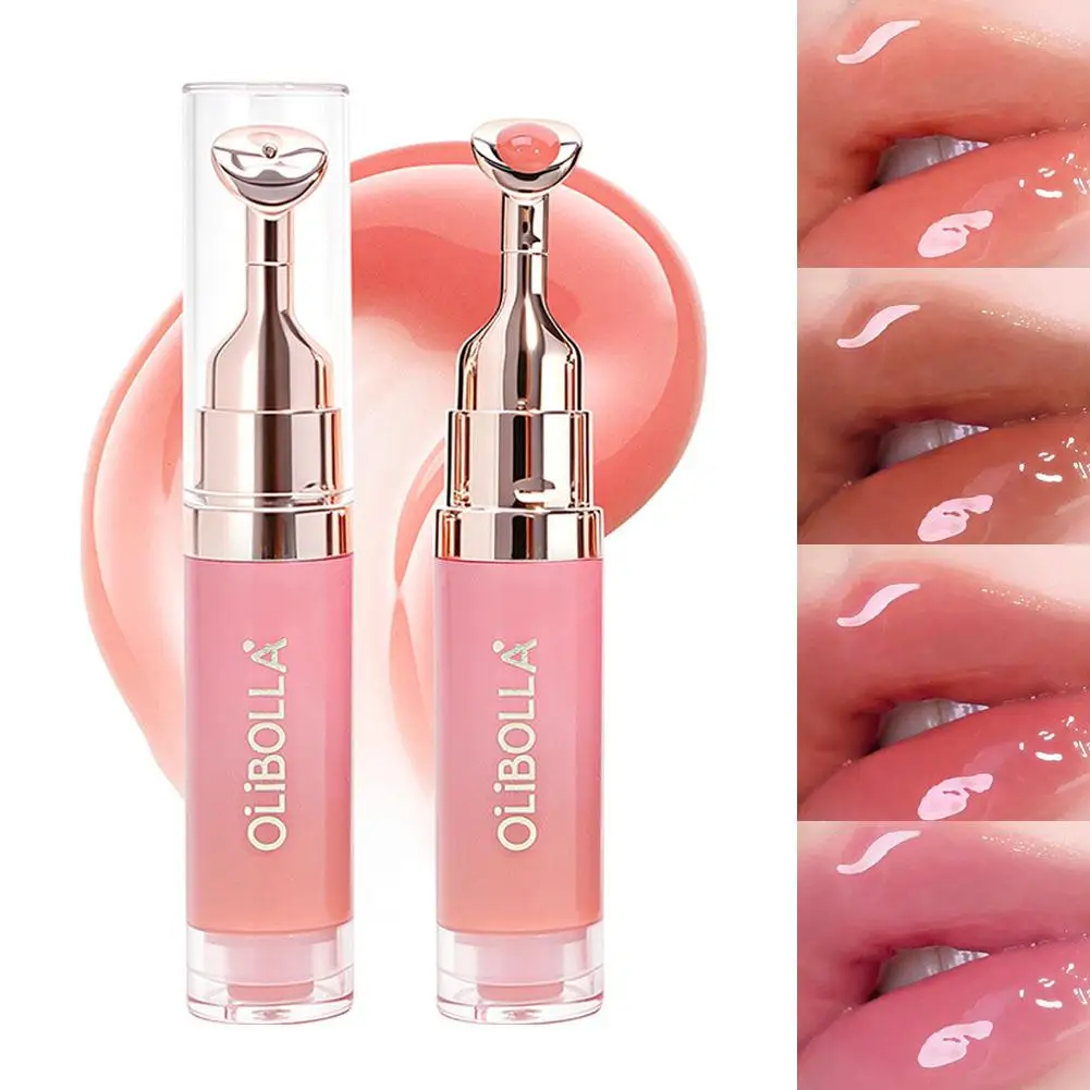 Portable Cool Metal Brush Head Shiny Lip Gloss Moisturizing Lip Plumping New Metal Massage Head Mirror Lip Glaze Fading Lip Line
