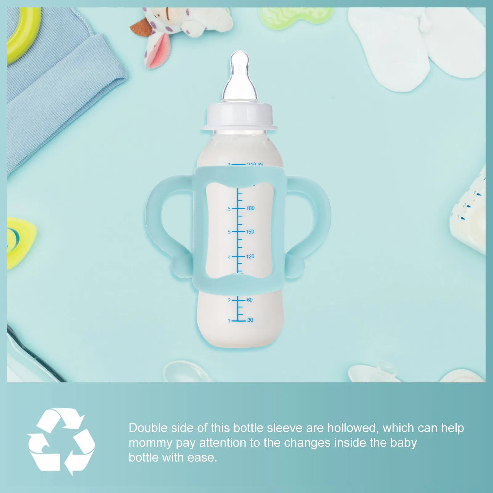 

2pcs Silicone Baby Bottle Handle For Infant Toddler Non-Slip Ergonomic Milk Bottle Grip Trainer Newborn Feeding Accessory