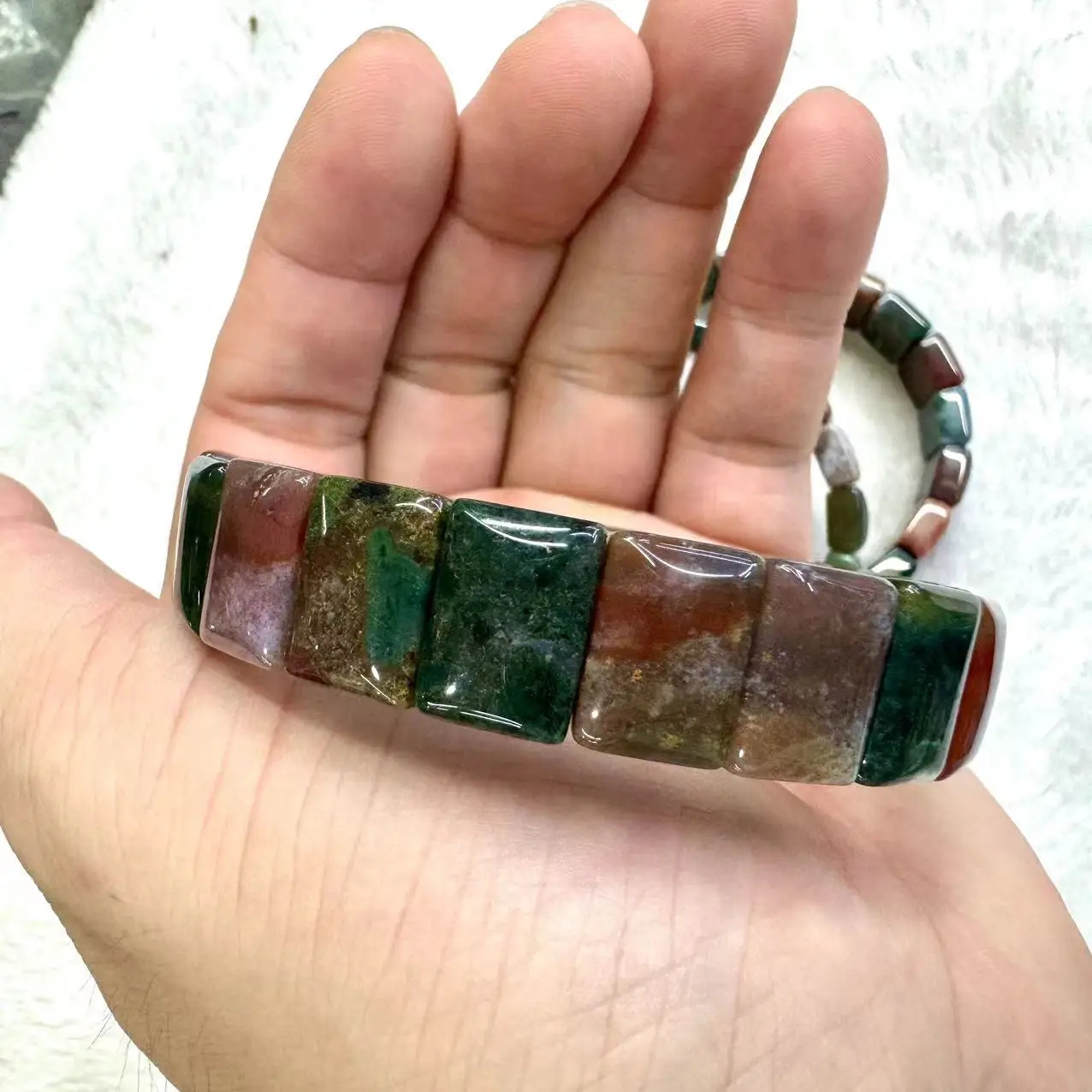 Natural Bloodstone/Heliotrope Stone Beads Bracelet Gemstone Jewelry Bangle For Women For Men For Gift Wholesale