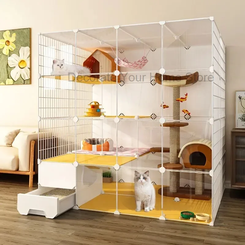 Luxury Cat Cage Home Indoor Livingroom Balcony Cats Villa Super Large Free Space Kitten Pet House with Climbing Frame