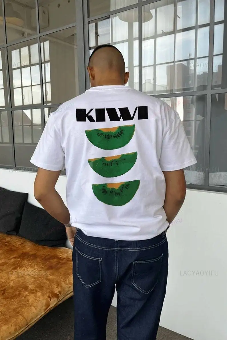 Retro Style Vintage Unisex T-Shirt Kiwi Fruit Graphic Sweatshirt Gift for Women and Men Printed T-shirt Vegetables Shirt Cotton