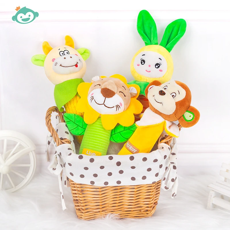 2 Types Baby Handheld Toys Rattle Music Teether Can Bite Baby Grip Training Crib Bell Stroller Hanging Bell Giraffe Gift